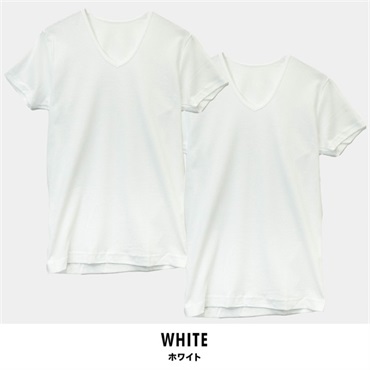 パレコレ メンズコットンドライカノコ半袖Ｖネックシャツ2P【COTTON DRY】(ホワイト-M)