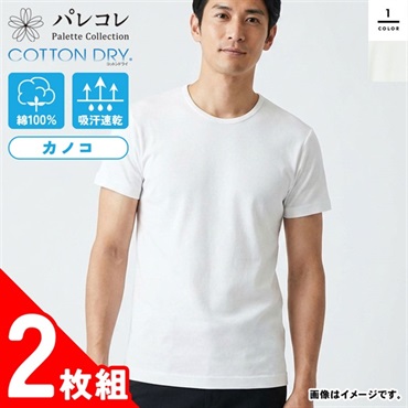 パレコレ メンズコットンドライカノコ半袖丸首シャツ2P【COTTON DRY】