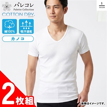 パレコレ メンズコットンドライカノコ半袖Uネックシャツ2P【COTTON DRY】