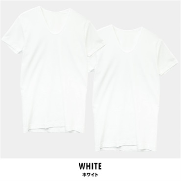 パレコレ メンズコットンドライカノコ半袖Uネックシャツ2P【COTTON DRY】(ホワイト-S)
