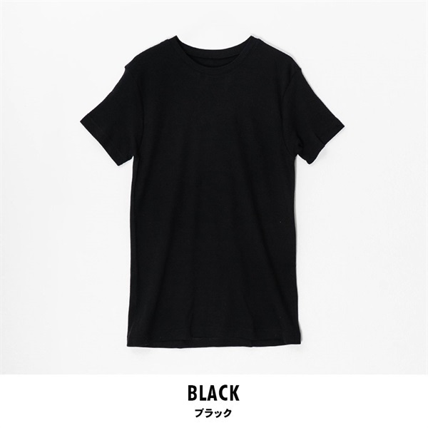 パレコレ/ホットライフ メンズ綿100%吸湿発熱クルーネック半袖インナートップス(ブラック-M)