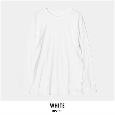 パレコレ/ホットライフ メンズ綿100%吸湿発熱クルーネック長袖インナートップス(ホワイト-S)