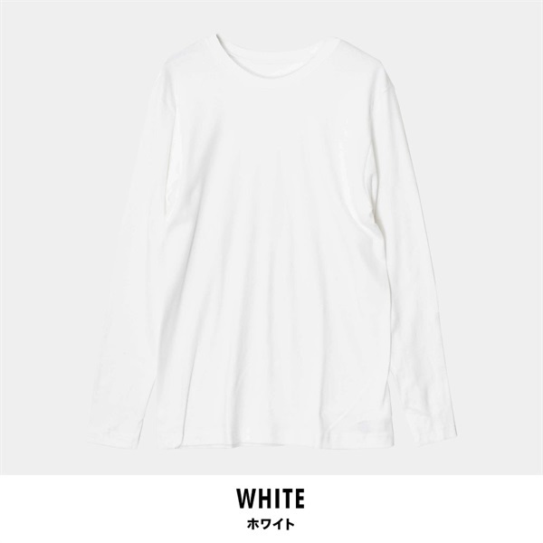 パレコレ/ホットライフ メンズ綿100%吸湿発熱クルーネック長袖インナートップス(ホワイト-S)