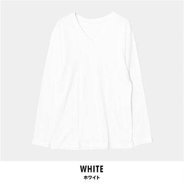 パレコレ/ホットライフ メンズ綿100%吸湿発熱Vネック長袖インナートップス(ホワイト-M)