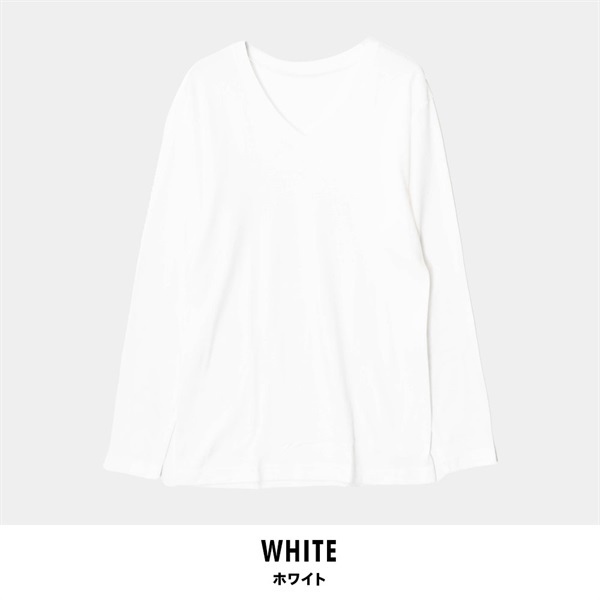 パレコレ/ホットライフ メンズ綿100%吸湿発熱Vネック長袖インナートップス(ホワイト-M)