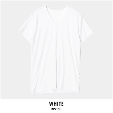 パレコレ/ホットライフ メンズ保湿吸湿発熱Vネック半袖インナートップス(ホワイト-M)