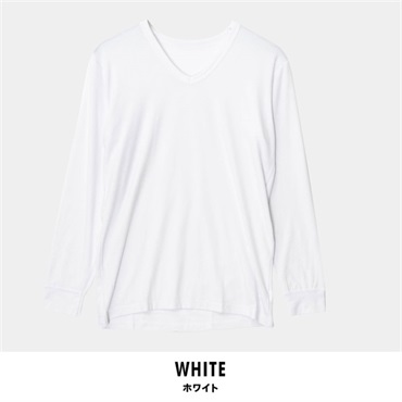 パレコレ/ホットライフ メンズ保湿吸湿発熱Vネック長袖インナートップス(ホワイト-M)