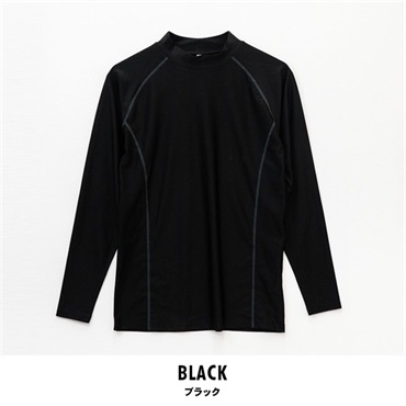 パレコレ 紳士コンプレッションインナー長袖ローネック(ブラック-M)