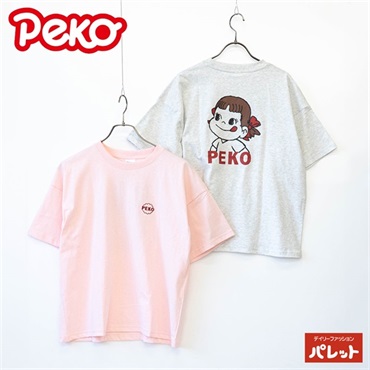 ペコちゃん/PEKO バックプリント天竺クルーネック半袖Tシャツ