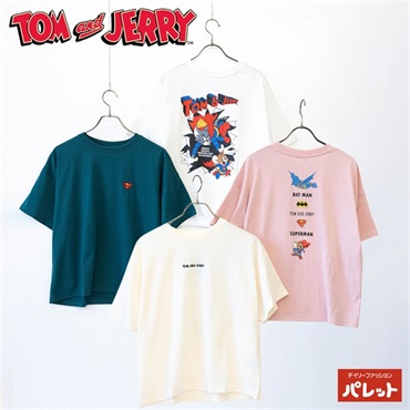 トム＆ジェリー/Tom＆Jerry×ワーナー・ブラザース バックプリント天竺クルーネック半袖Tシャツ
