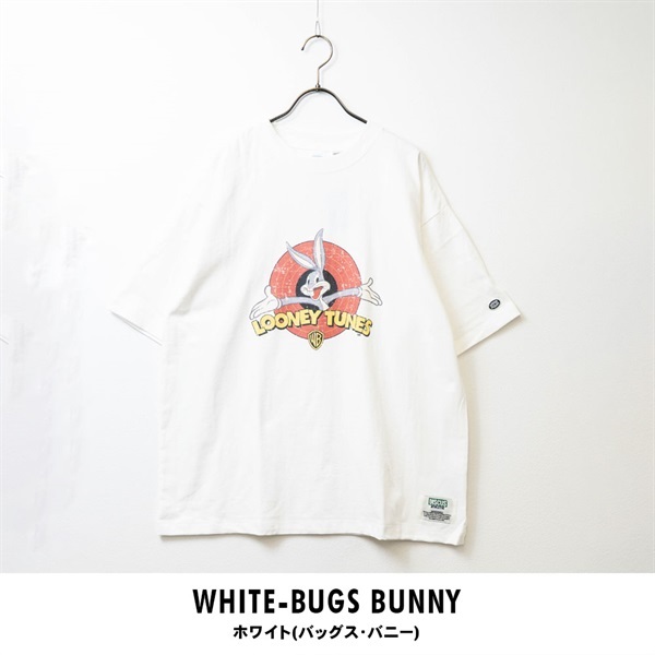 DISCUS(ディスカス)×ワーナー クルーネックTシャツ(ホワイト(バックス・バニー)-M)
