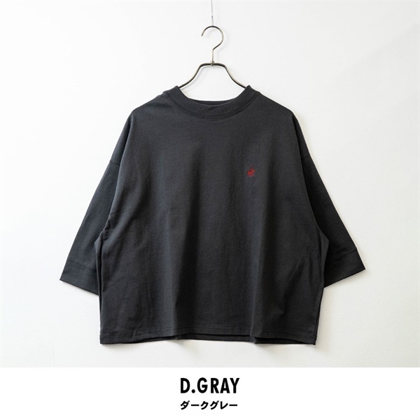 BEVERLY HILLS POLO CLUB(ビバリーヒルズポロクラブ) クルーネックワイドスリーブTシャツ(ダークグレー-M)