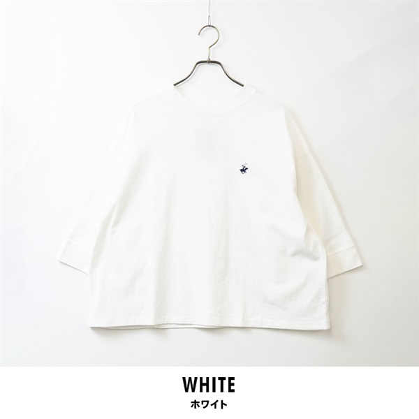 BEVERLY HILLS POLO CLUB(ビバリーヒルズポロクラブ) クルーネックワイドスリーブTシャツ(ホワイト-M)