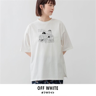 m.m.o.(エムエムオー) レディース刺繍チュニックＴシャツ(オフホワイト-M)