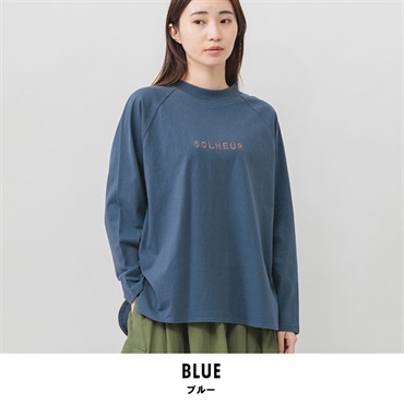 m.m.o.(エムエムオー) レディースバスクロゴ刺繍長袖ラグランTシャツ(ブルー-M)
