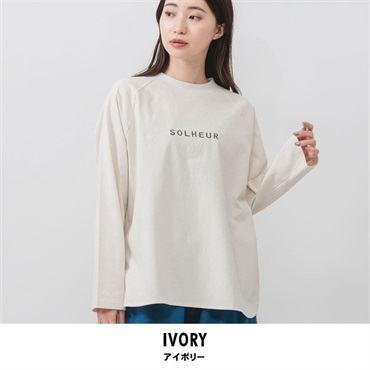 m.m.o.(エムエムオー) レディースバスクロゴ刺繍長袖ラグランTシャツ(アイボリー-M)