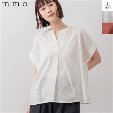 m.m.o(エムエムオー) レディース刺繍スキッパーブラウス