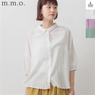 m.m.o(エムエムオー) レディース袖刺繍ブラウス