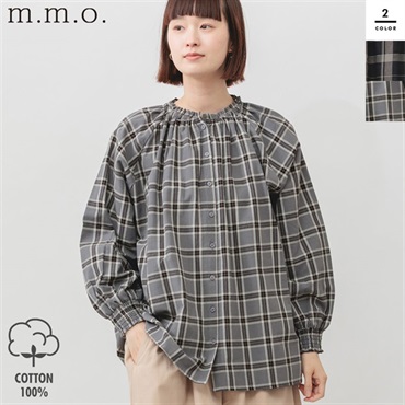 m.m.o.(エムエムオー) レディース前後2WAYラグラン袖チェックブラウス
