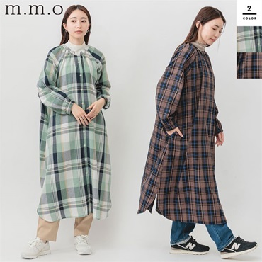 m.m.o.(エムエムオー) レディース2WAY前開きチェックワンピース
