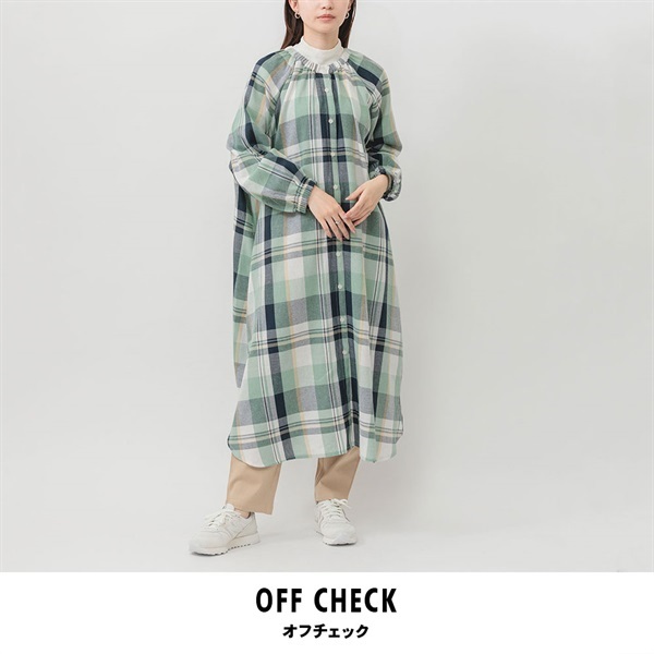 m.m.o.(エムエムオー) レディース2WAY前開きチェックワンピース(オフチェック-M)