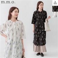 m.m.o(エムエムオー) レディースキャンブリック5分袖刺繍ワンピース