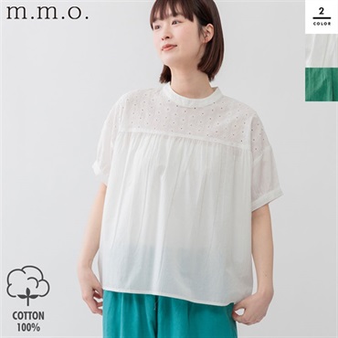 m.m.o(エムエムオー) レディース刺繍切替ブラウス