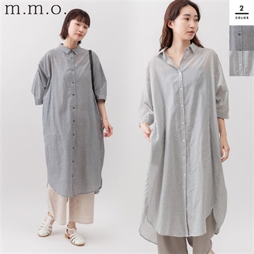 m.m.o(エムエムオー) レディースストライプシャツワンピース