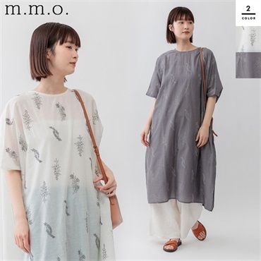 m.m.o(エムエムオー) レディース60キャンブリック半袖刺繍ワンピース