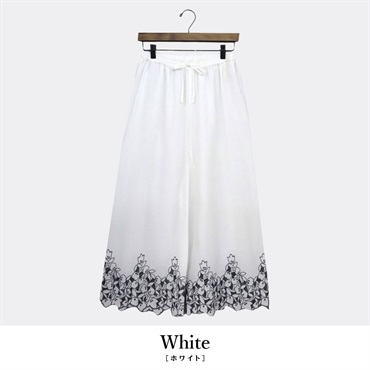 cloudnine(クラウドナイン) 裾刺繍8分丈ペチパンツ(ホワイト-M-L)
