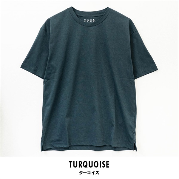 パレコレ メンズパレ冷バイメタル天竺無地Tシャツ【パレ冷COOL】(ターコイズ-M)