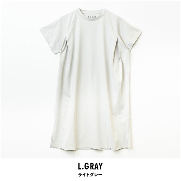 パレコレ ラグランワンピース【パレ冷COOL】(ライトグレー-M)
