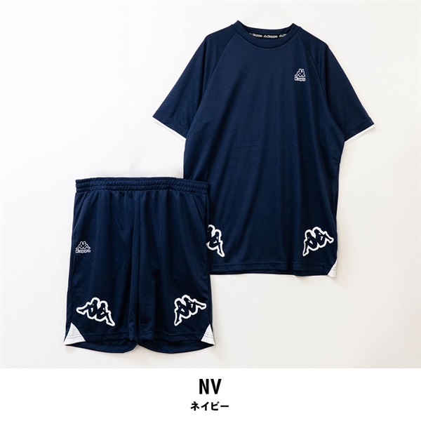 Kappa(カッパ) メンズスポーツ用半袖Tシャツ＆ハーフパンツセット(ネイビー-M)