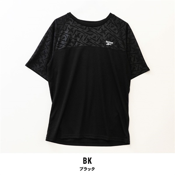 Reebok(リーボック) メンズ半袖UVTシャツ(ブラック-M)