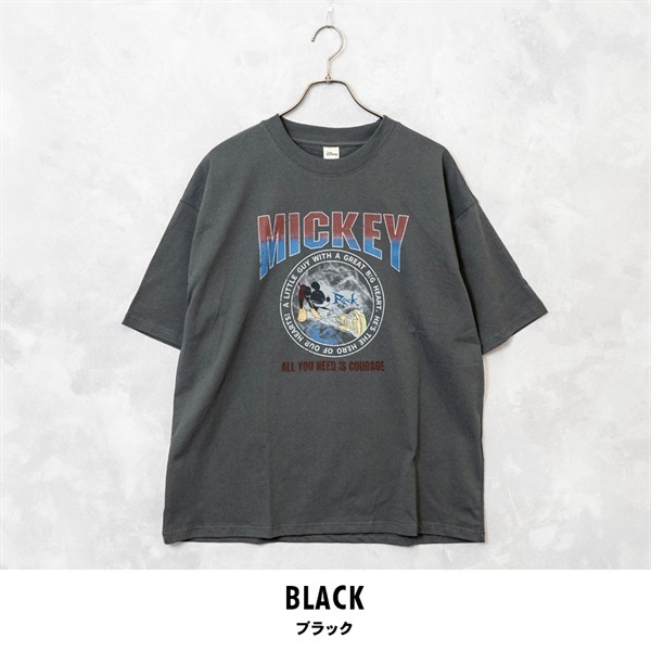 Disney(ディズニー) メンズピグメント風Tシャツ(ブラック-M)