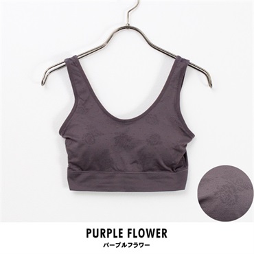 パレコレ ノンワイヤー スポーツブラ CICA+オリーブオイル配合(パープル（花柄）-M)