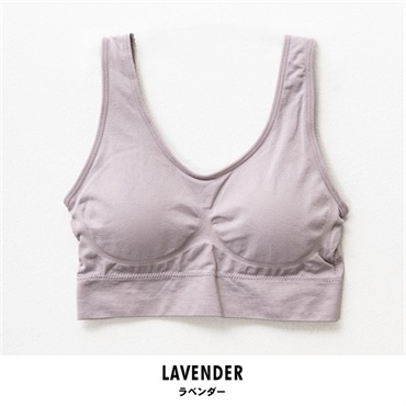 パレコレ レディースCICA＆ビタミン無地ストレッチノンワイヤースポーツブラ(ラベンダー-M)