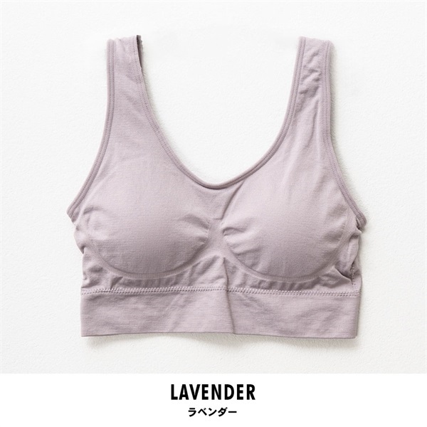 パレコレ レディースCICA＆ビタミン無地ストレッチノンワイヤースポーツブラ(ラベンダー-M)