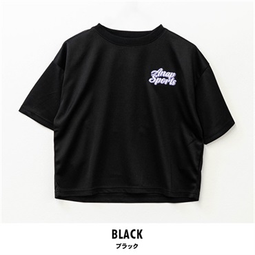 ANAP SPORTS(アナップスポーツ) キッズメッシュラメ半袖Tシャツ(ブラック-140cm)