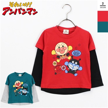 アンパンマン キッズ 長袖 Tシャツフェイクレイヤード