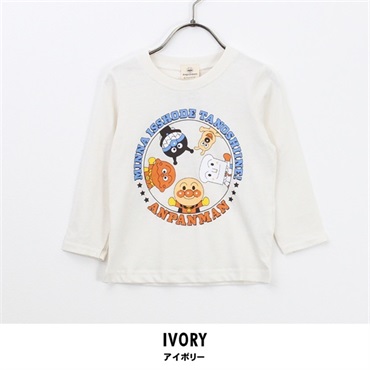 アンパンマン キッズ サークルデザイン 長袖Tシャツ(アイボリー-80)
