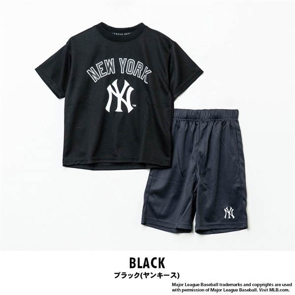 MLB(エムエルビー) キッズTシャツ＆ハーフパンツ上下セット(ブラック(ヤンキース)-110cm)