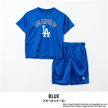 MLB(エムエルビー) キッズTシャツ＆ハーフパンツ上下セット(ブルー(ドジャース)-110cm)