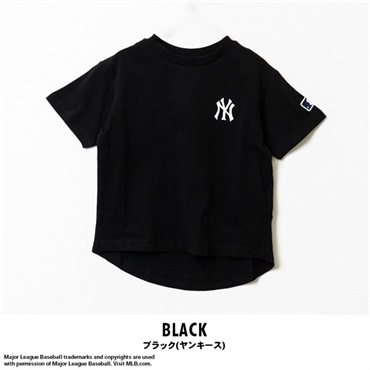 MLB(エムエルビー) キッズ天竺プリント半袖Tシャツ(ブラック(ヤンキース)-80cm)