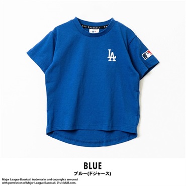 MLB(エムエルビー) キッズ天竺プリント半袖Tシャツ(ブルー(ドジャース)-80cm)