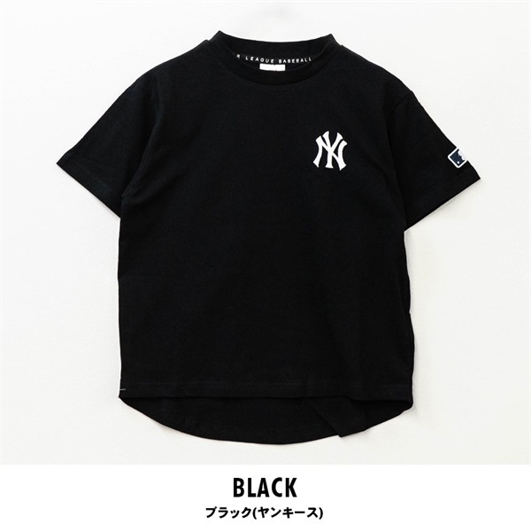 MLB(エムエルビー) キッズ天竺半袖Tシャツ(ブラック(ヤンキース)-110cm)