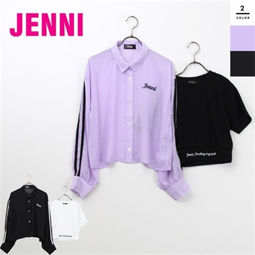 JENNI 長袖 シアーシャツ＋短丈Tシャツ