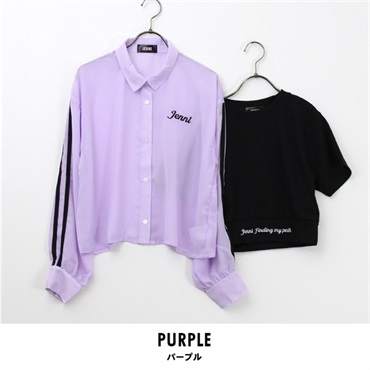 JENNI 長袖 シアーシャツ＋短丈Tシャツ(パープル-140)