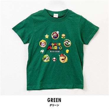 スーパーマリオ キッズ半袖Tシャツ(グリーン-100cm)