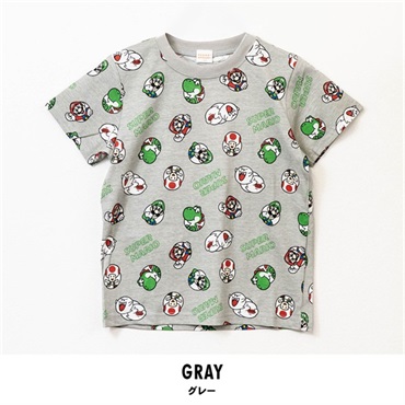 スーパーマリオ キッズ半袖Tシャツ(グレー-100cm)